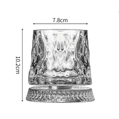 2026 New Whiskey Glasses Rotating Whisky Glass with Glass Base 360 Rotate Degrees Crystal Rum Glass for Cocktail Party Drinking