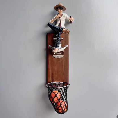 One Piece Anime Bottle Opener Refrigerator Magnet Basketball Frame Wall-Mounted Bottle Opener Monkey D. Luffy Holiday Gift
