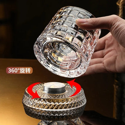 2026 New Whiskey Glasses Rotating Whisky Glass with Glass Base 360 Rotate Degrees Crystal Rum Glass for Cocktail Party Drinking