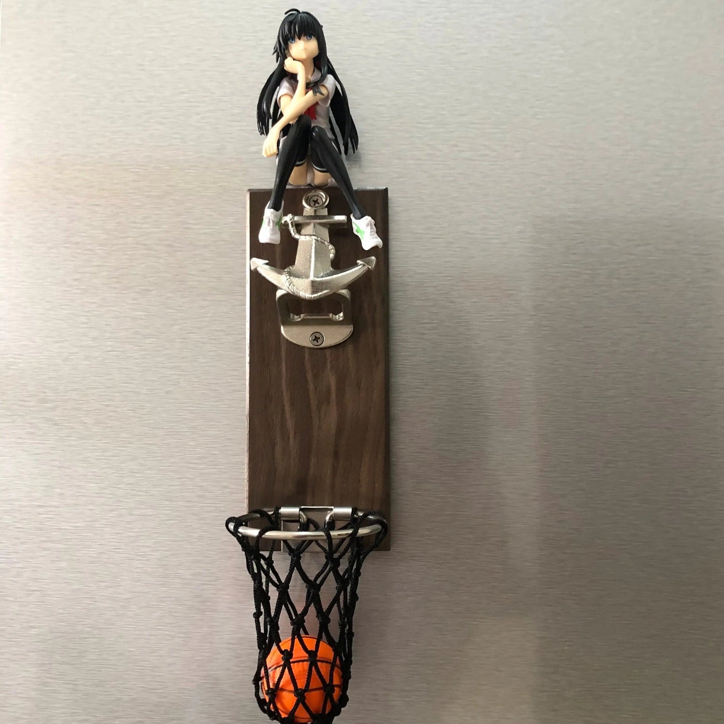 One Piece Anime Bottle Opener Refrigerator Magnet Basketball Frame Wall-Mounted Bottle Opener Monkey D. Luffy Holiday Gift