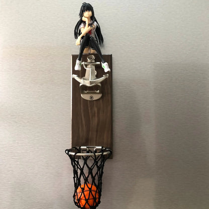 One Piece Anime Bottle Opener Refrigerator Magnet Basketball Frame Wall-Mounted Bottle Opener Monkey D. Luffy Holiday Gift