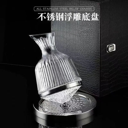 High Grade Crystal Glass 360 Rotating Decanter Tumbler 1500ml Decanter Wine Dispenser Aerator Mirror Jug Gift Bar Decoration