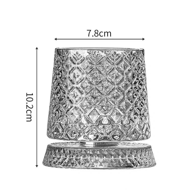 2026 New Whiskey Glasses Rotating Whisky Glass with Glass Base 360 Rotate Degrees Crystal Rum Glass for Cocktail Party Drinking