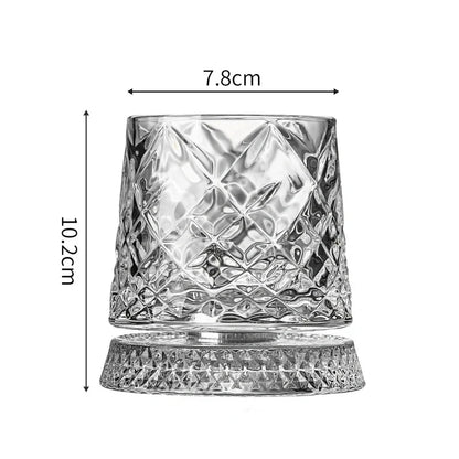 2026 New Whiskey Glasses Rotating Whisky Glass with Glass Base 360 Rotate Degrees Crystal Rum Glass for Cocktail Party Drinking