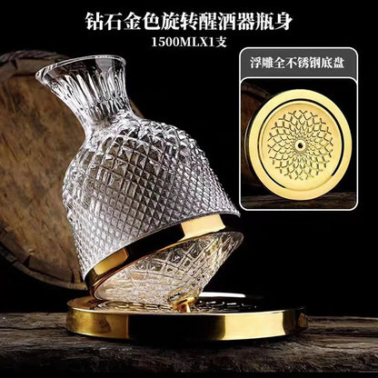 High Grade Crystal Glass 360 Rotating Decanter Tumbler 1500ml Decanter Wine Dispenser Aerator Mirror Jug Gift Bar Decoration